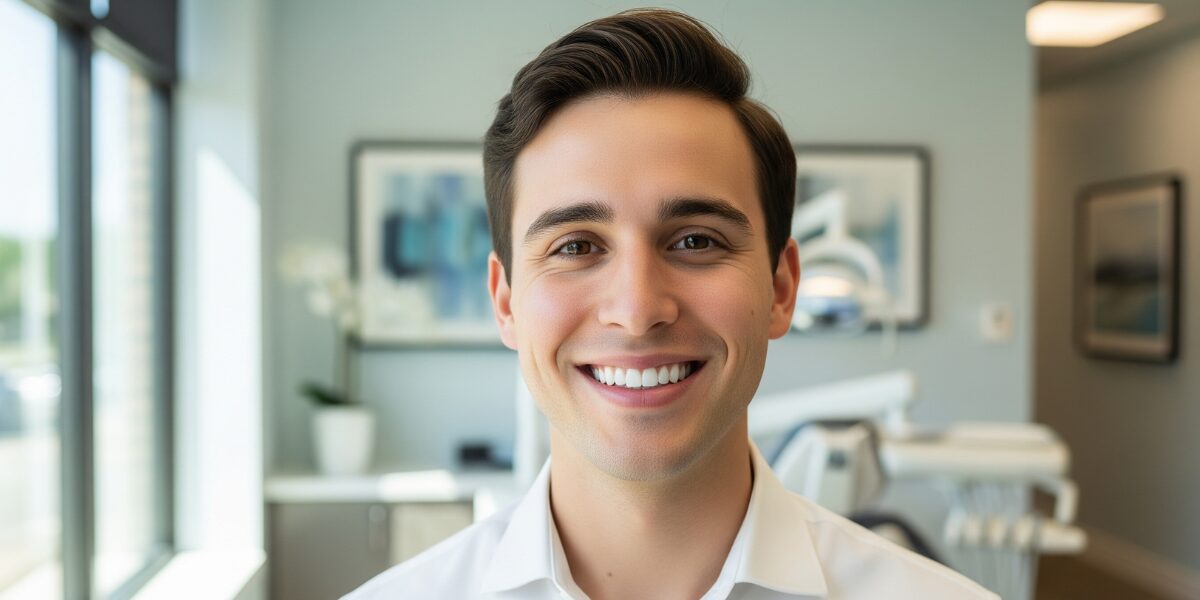 Happy patient after professional teeth whitening in Alexandria VA