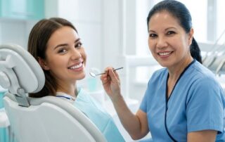 Adult patient smiling after dental bonding repair in Alexandria VA clinic