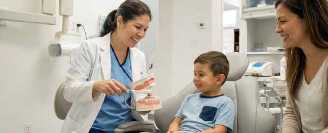 Child with braces at dentist office in Woodbridge VA