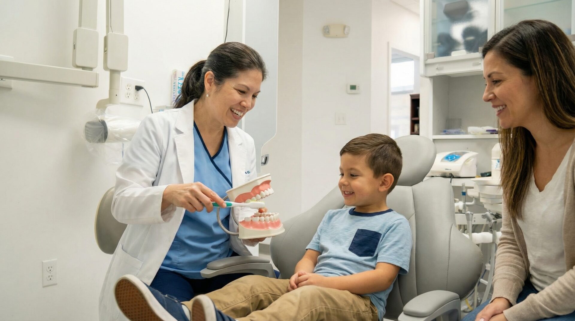 Child with braces at dentist office in Woodbridge VA
