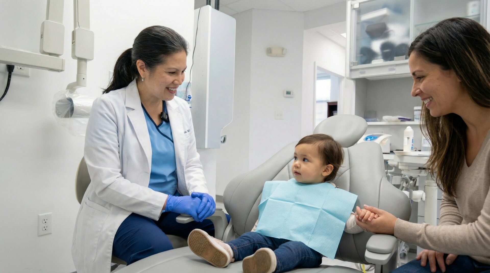 childs-first-dental-checkup-woodbridge-va Child having a calm first dental checkup at a family dentist in Woodbridge VA