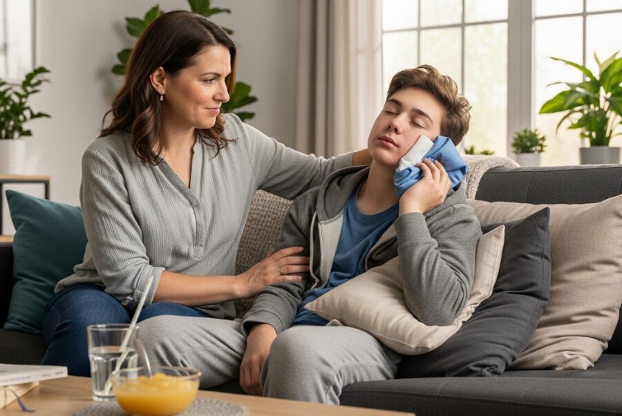 teen recovering after wisdom teeth removal at home Woodbridge VA